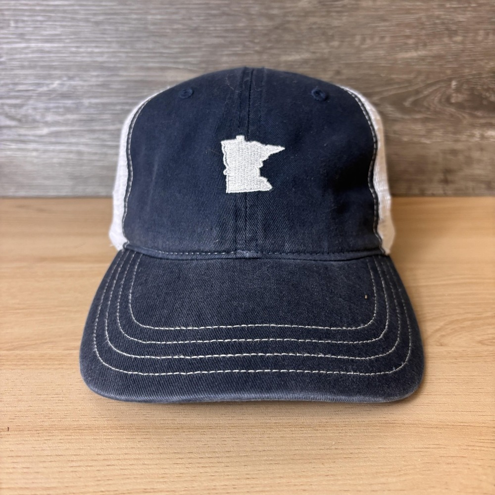 Minnesota Hat Cap Snap Back Navy White Trucker Mesh Embroidered Richardson Mens